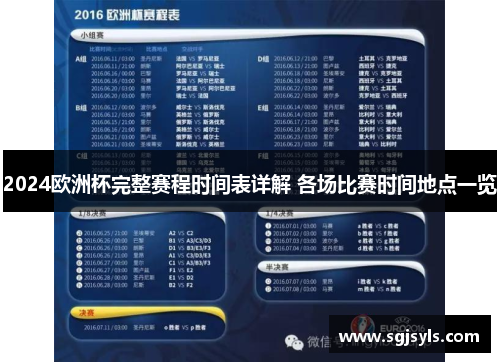 2024欧洲杯完整赛程时间表详解 各场比赛时间地点一览